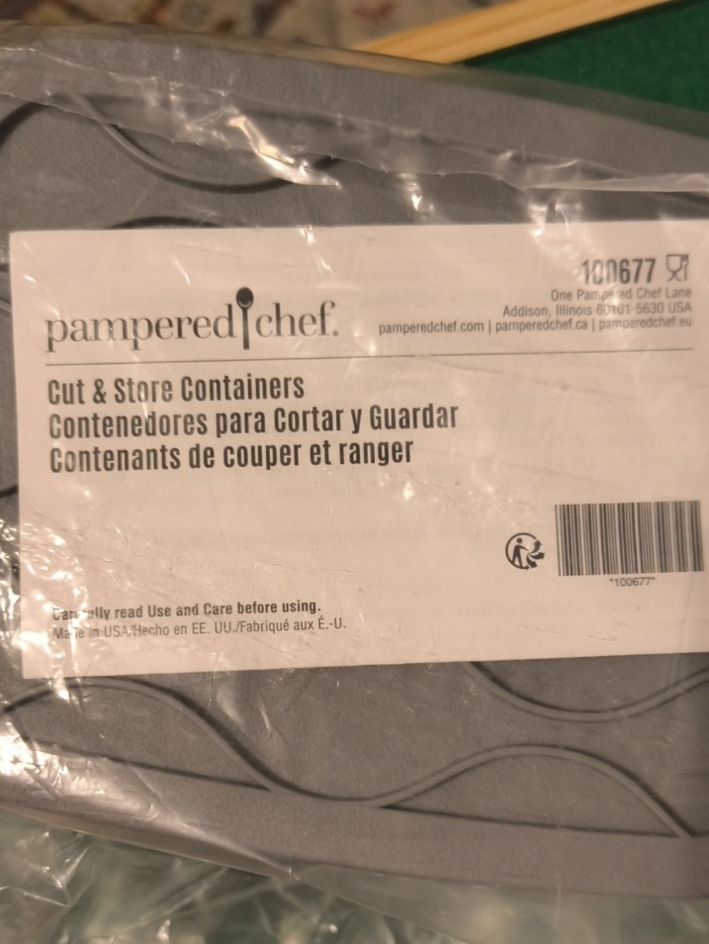 Pampered Chef Cut & Store Containers - Gray